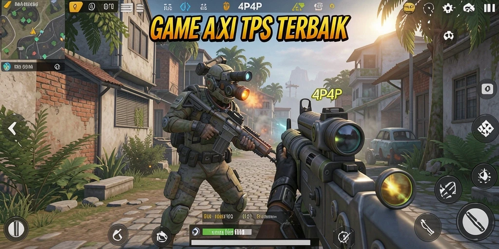 Screenshot gameplay 4P4P menampilkan aksi seru di arena pertarungan.