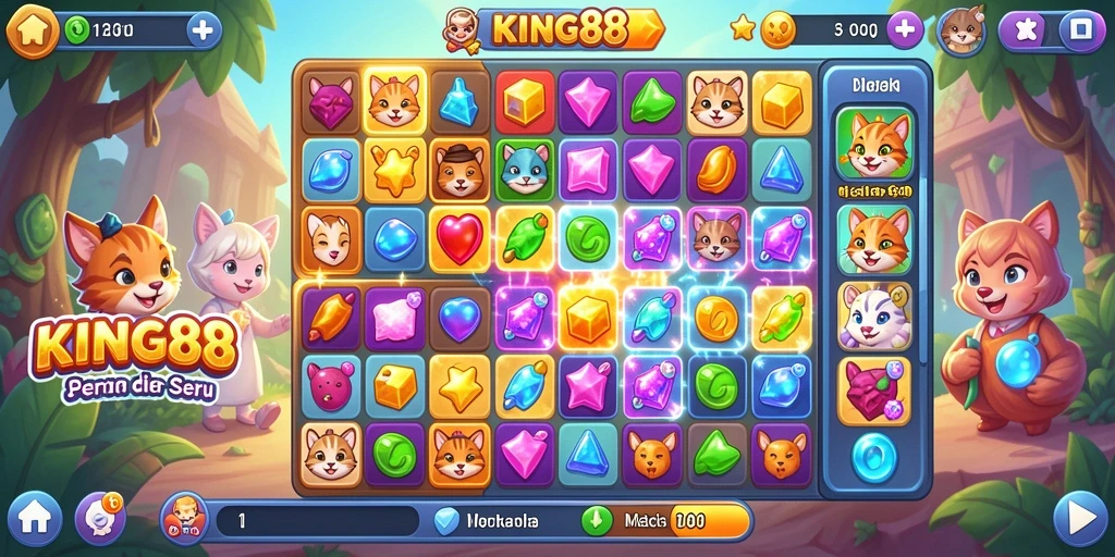 Tampilan gameplay yang menarik di <strong>KING88</strong> dengan objek-objek berwarna yang menggoda.