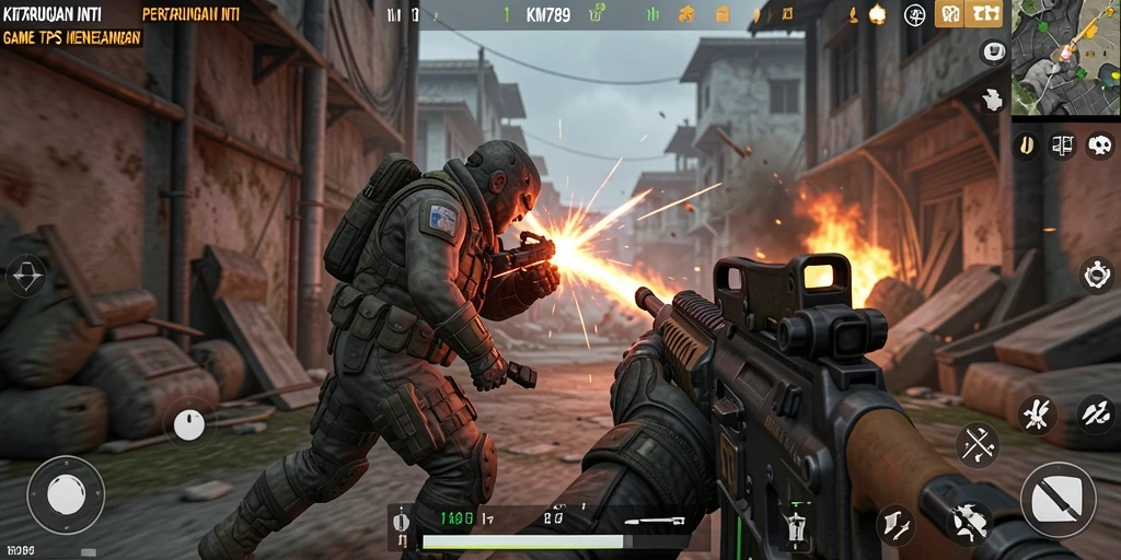 Tampilan gameplay KM789 yang mendebarkan dalam pertempuran TPS.
