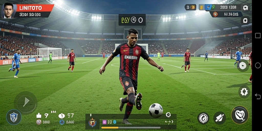 Tampilan gameplay menarik dari LINITOTO di lapangan sepak bola.