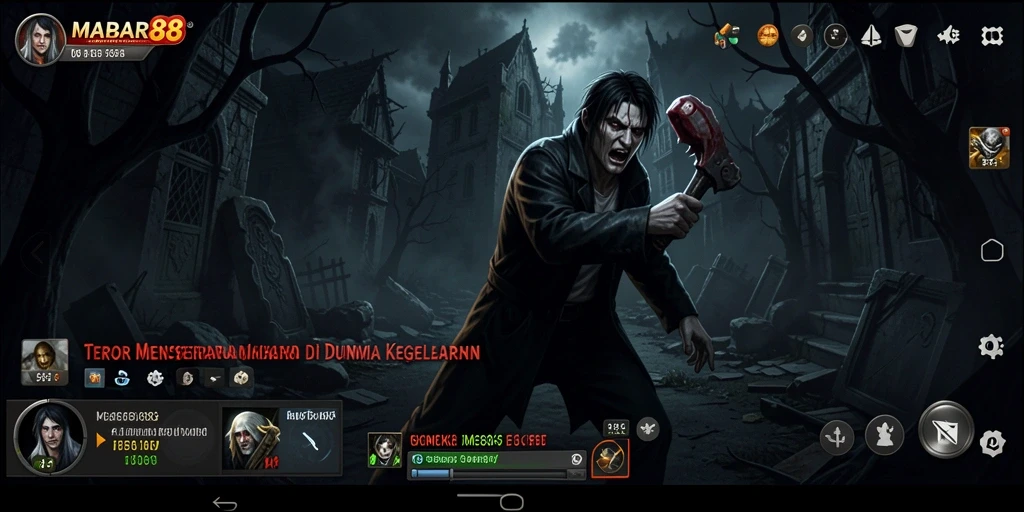 Screenshot gameplay menampilkan suasana menyeramkan di MABAR88.