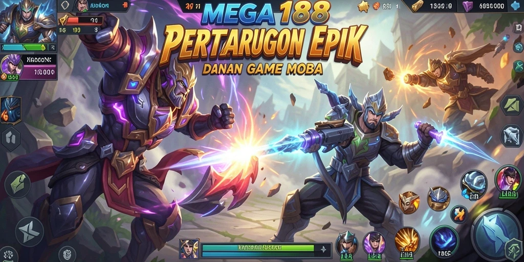 Tampilan menakjubkan dari gameplay seru MEGA188 di arena peperangan.