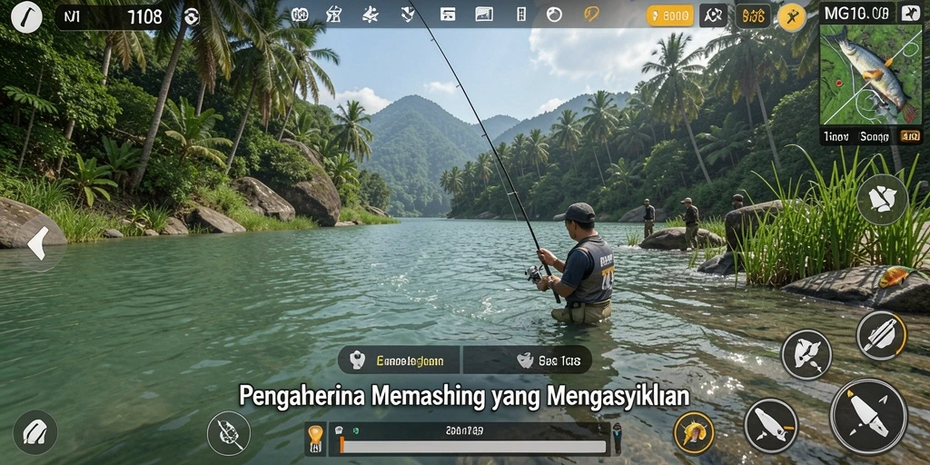 Tampilan mendebarkan dari fitur gameplay memancing di MG108.