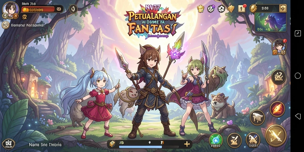 Tampilan gameplay <strong>NV77</strong> dengan grafis Anime yang memukau.