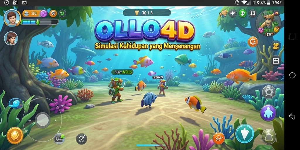 Tampilan gameplay OLLO4D yang menampilkan aktivitas sehari-hari di dunia simulasi.