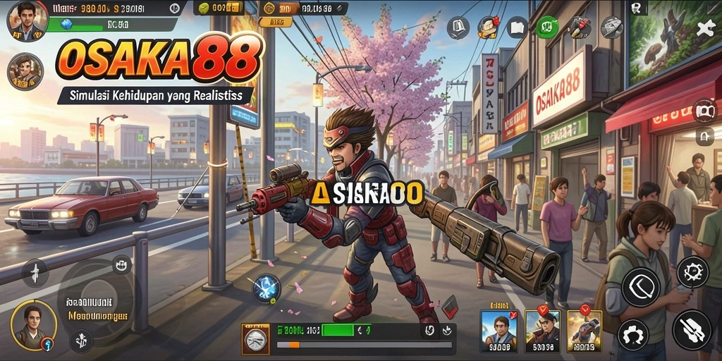 Screenshot utama OSAKA88 menampilkan gameplay simulasi yang menarik.