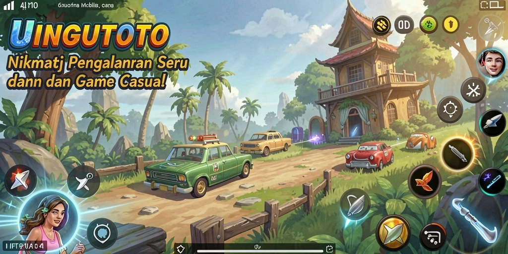Screenshot gameplay UNGUTOTO menampilkan grafik cerah dan level yang menantang.